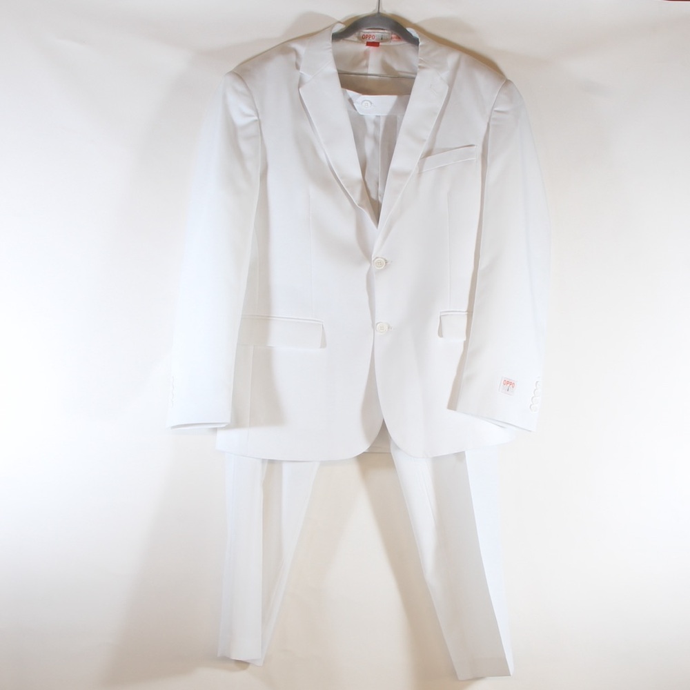 OppoSuits White Knight Two-Piece Suit Size 46 EU 56